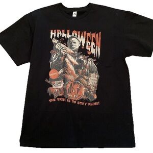 Halloween Creepy Black Graphic T-Shirt